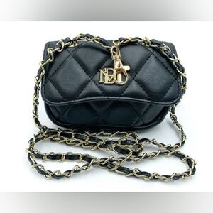 Badgley Mischka Mini Purse w/ Crossbody Strap & Clip Black